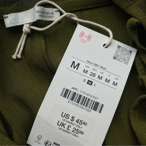 Zara Semi-Sheer Textured Wrap Skirt In Green Size M NWT - Picture 6 of 13